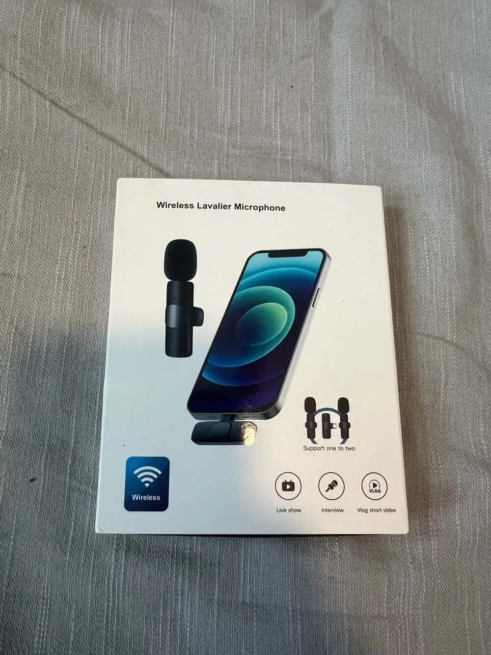 MKF-01 Wireless Lavalier Microphone for iPhone, 2-Pack Lapel Mic with Lightning